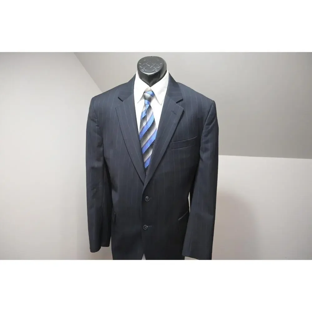 Jos A‎ Bank 100% Wool Striped 2 Piece Suit Pants Jacket Mens Sz 38 x 32 44 L